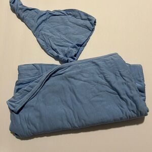 Blue Swaddle Blanket and Hat Set